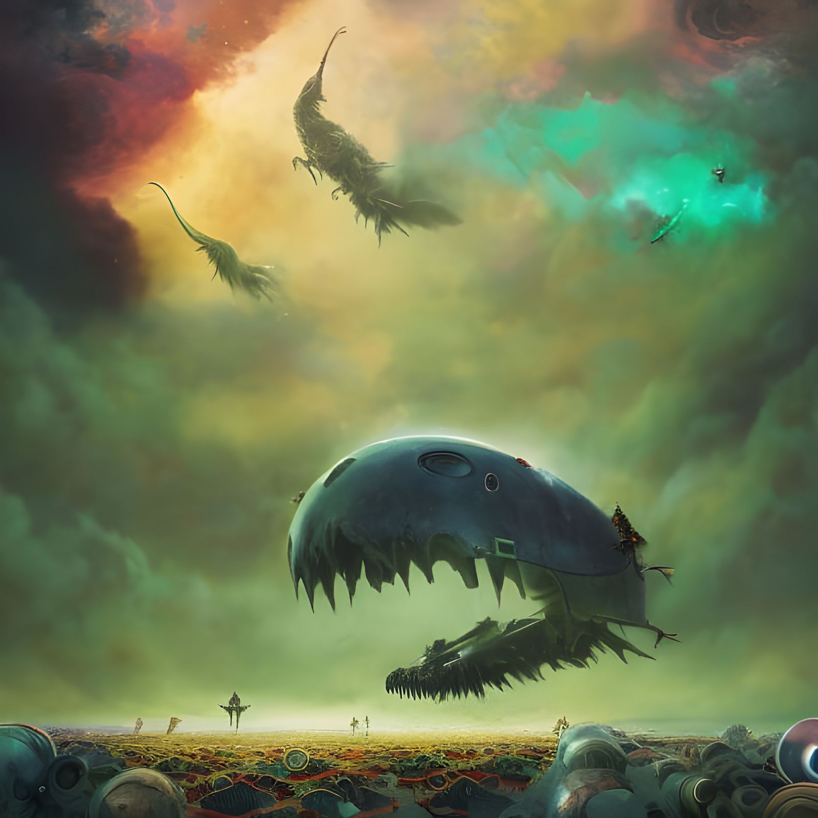 Viscous Alien Invasion: A Sci-Fi Cinematic Painting