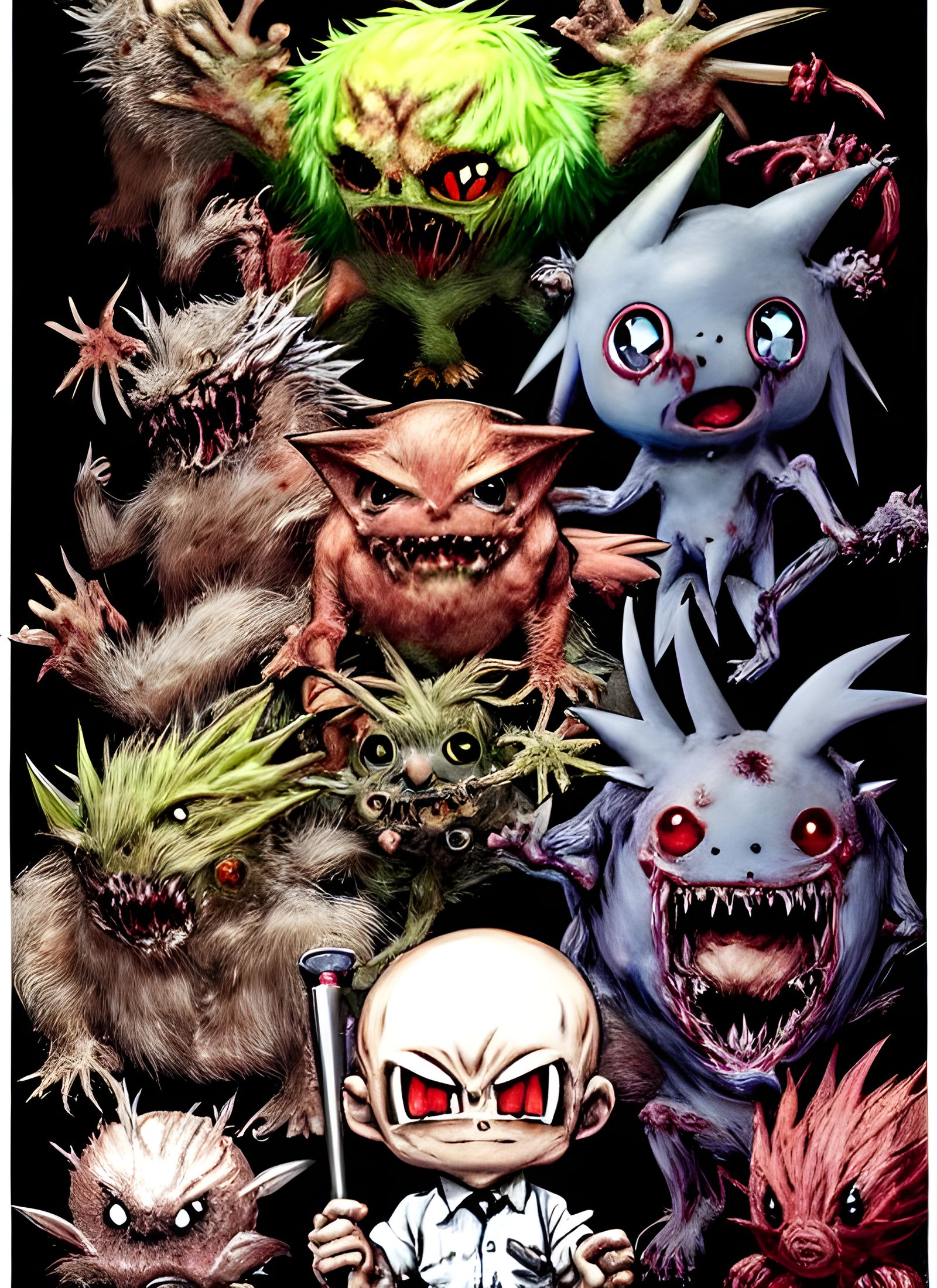 Chibi Pokemons in Sinister Horror Style