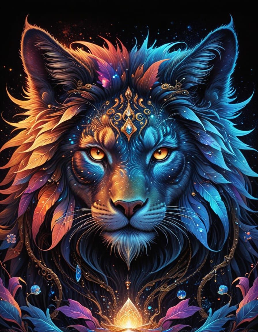 Elegant Fantasy Hybrid in Golden Pointillism