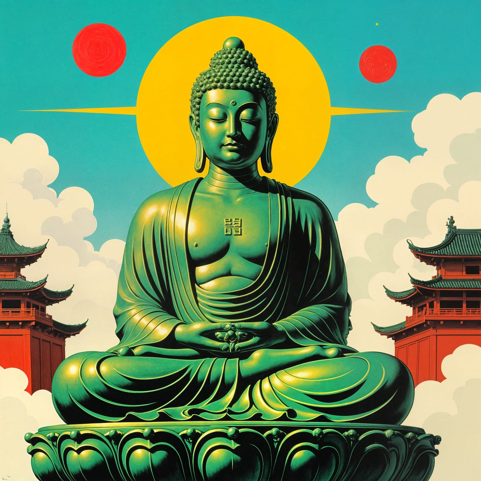 Terrifying Bronze Buddha Spirit Guardian in Vintage Fantasy ...