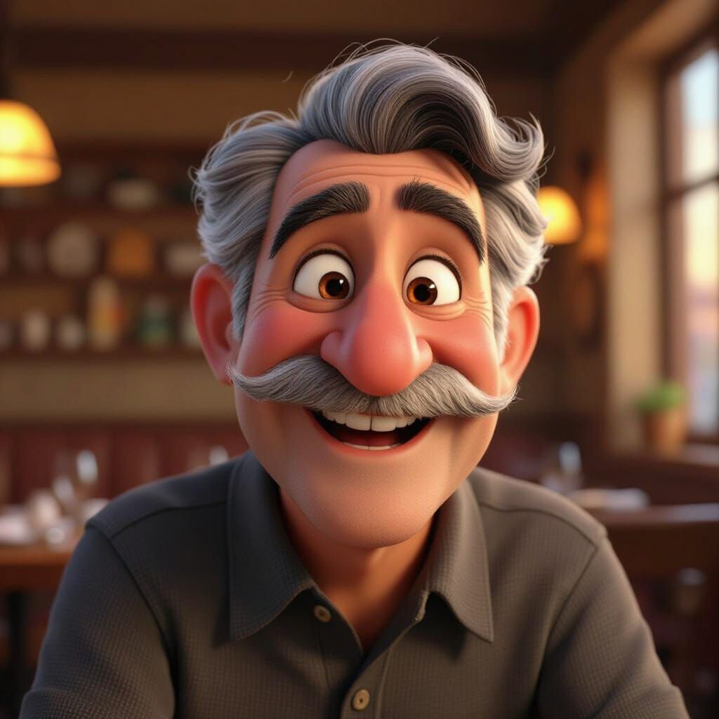 Papa Enzo: Joyful Portrait in Pixar 3D Animation
