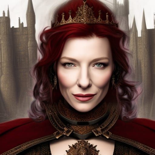 Cate Blanchett as Medieval Red Queen: Fantasy Art