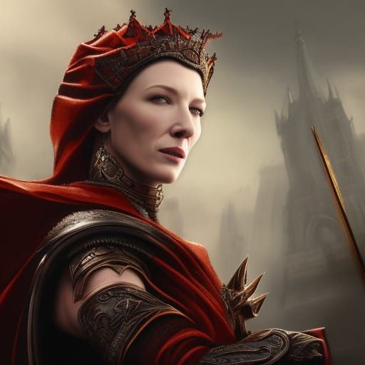 Medieval Red-Haired Queen in Detailed Digital Painting