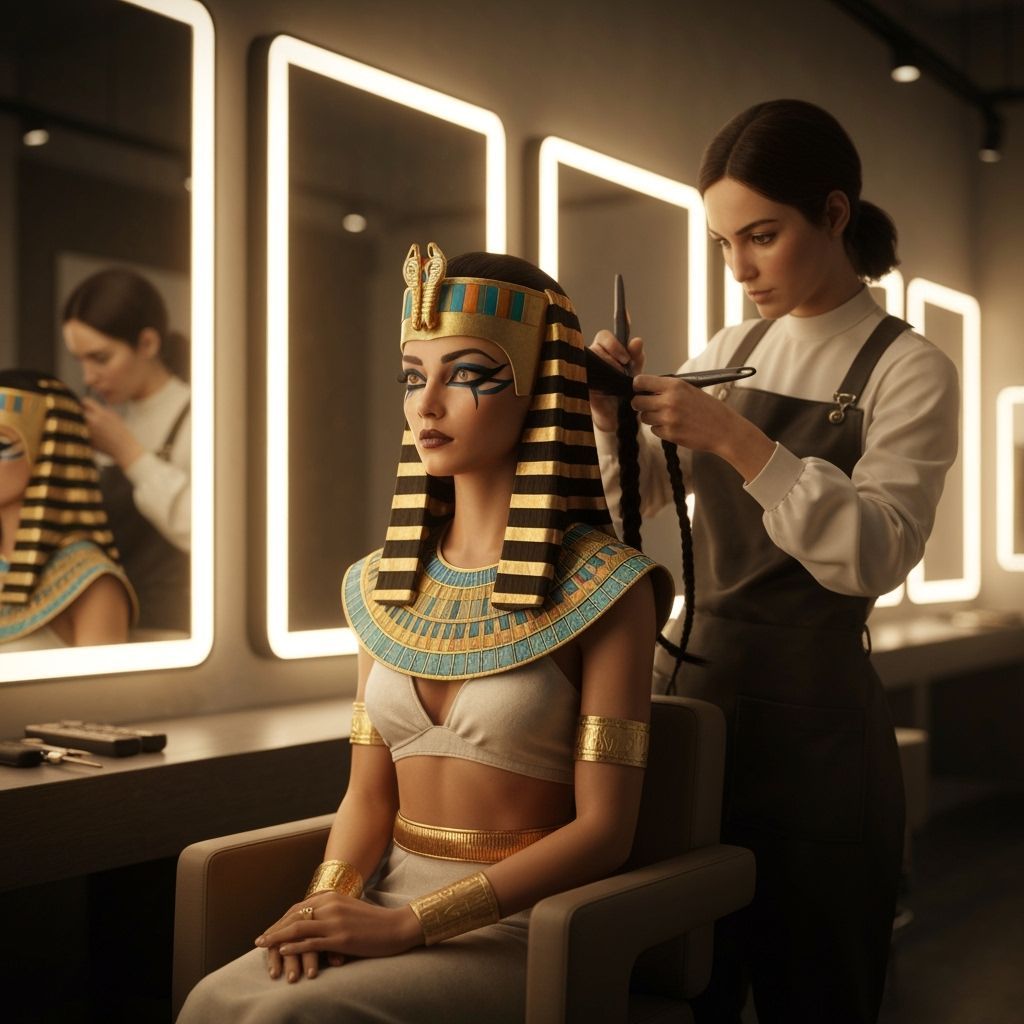 Ancient Egyptian Princess in Modern Salon, Photorealistic St...