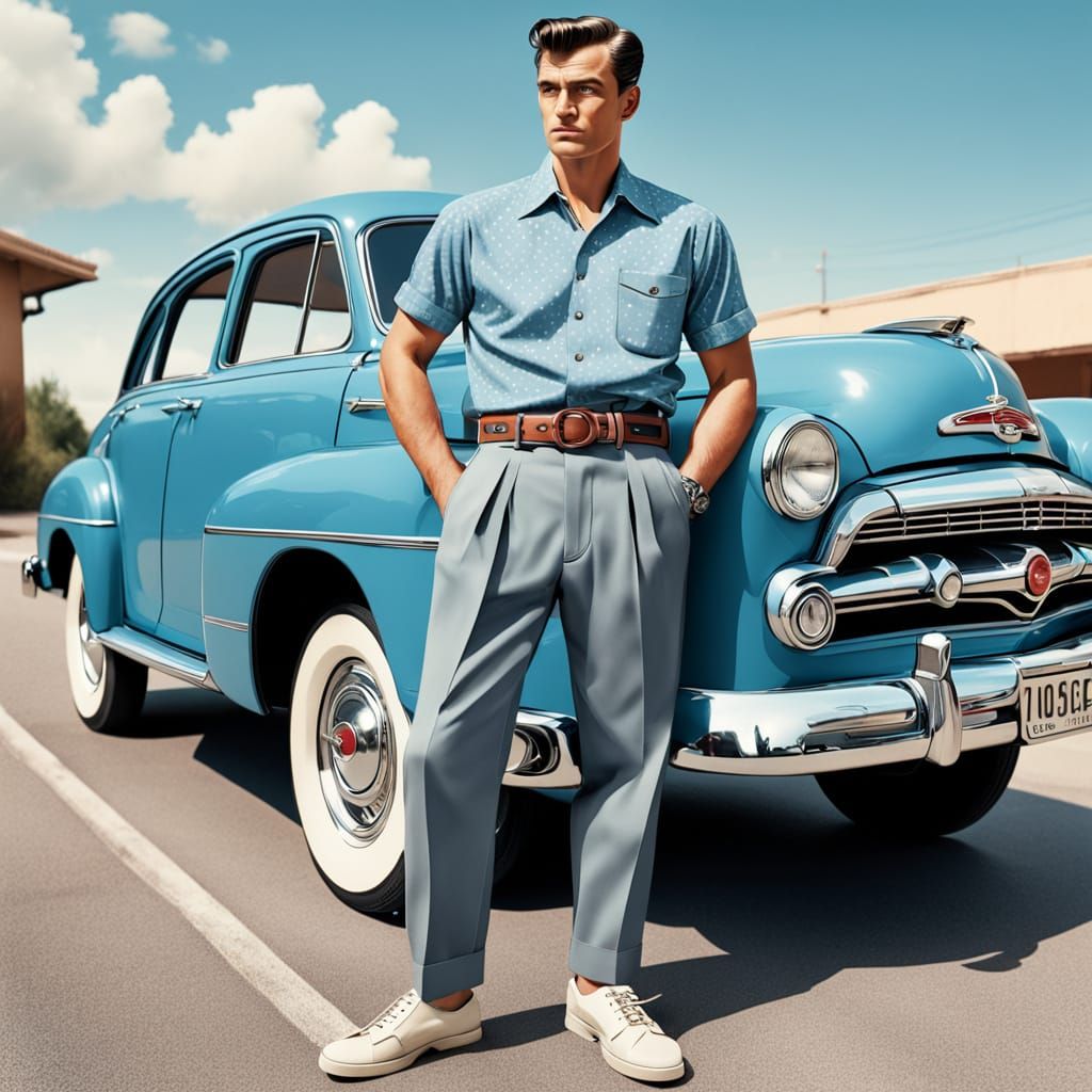 Retro Portrait of Smiling Man in 1950s Style