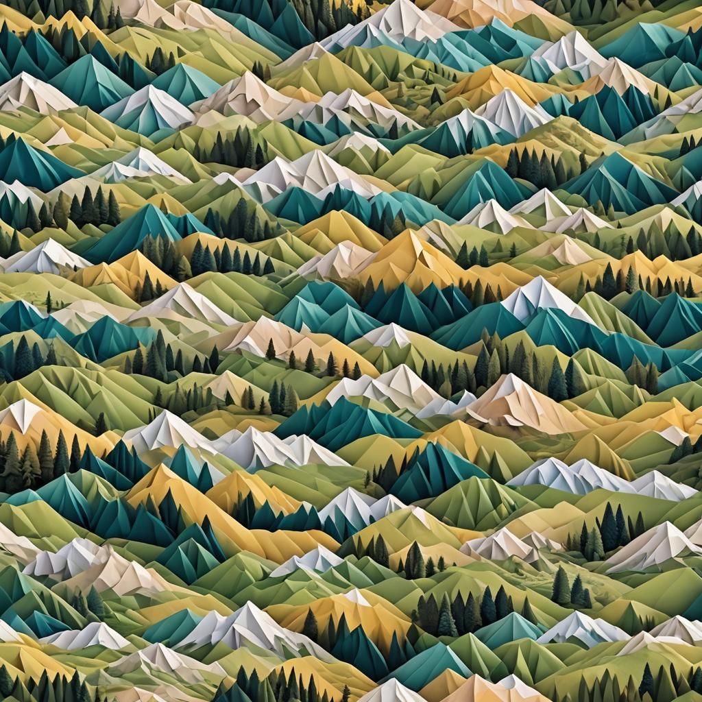 Origami Swiss Landscape Papercraft in 8K