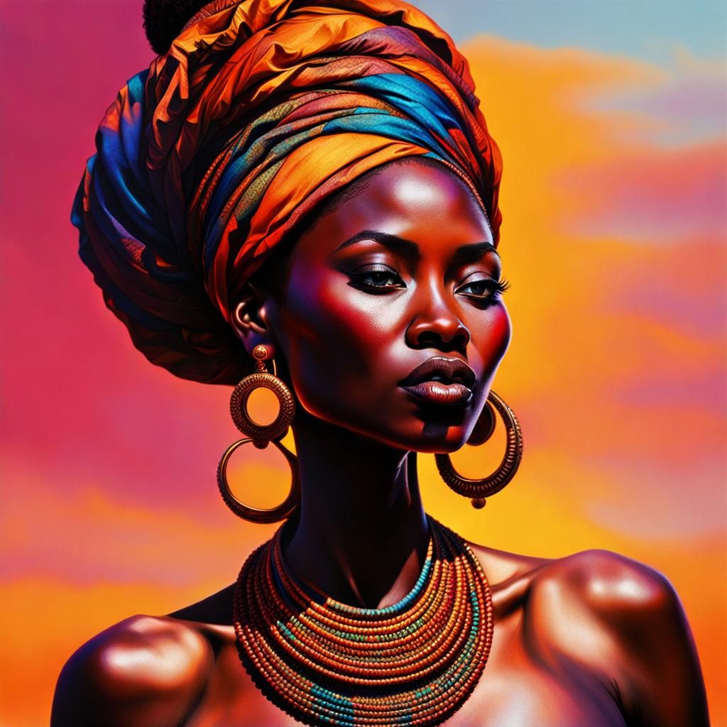 Beautiful Mixed-Race Woman in Psychedelic Splash Art