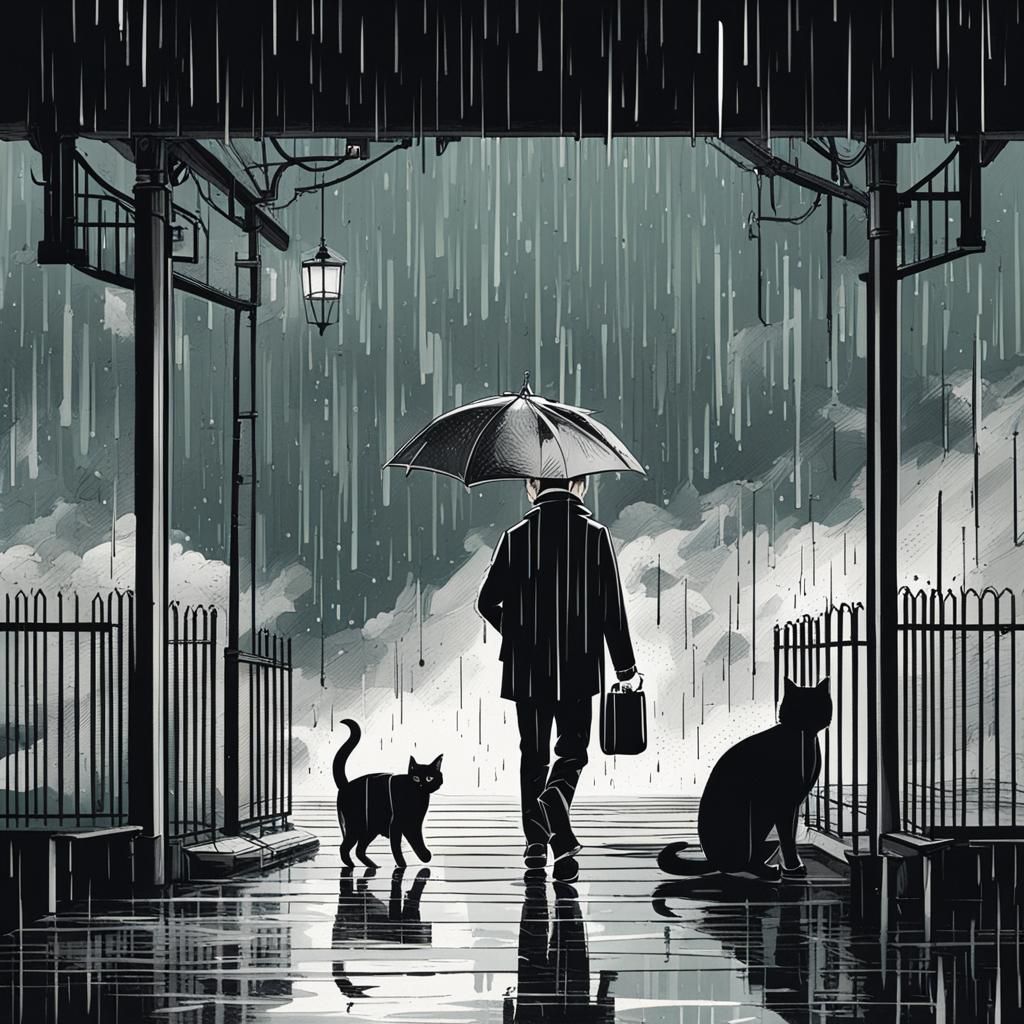 Unlucky Man Walks Under Ladder as Black Cat Crosses