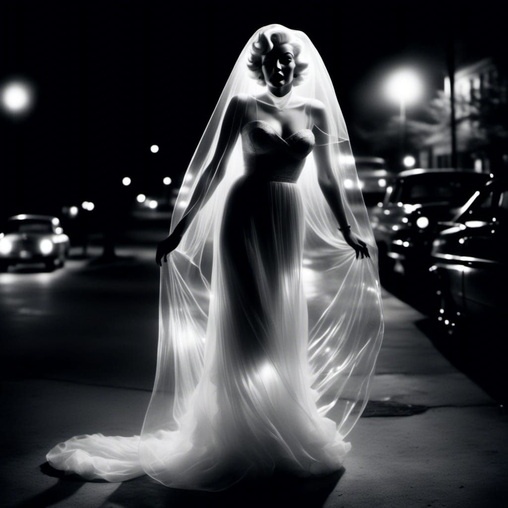 Ethereal Marilyn Monroe Ghost in Night Photo