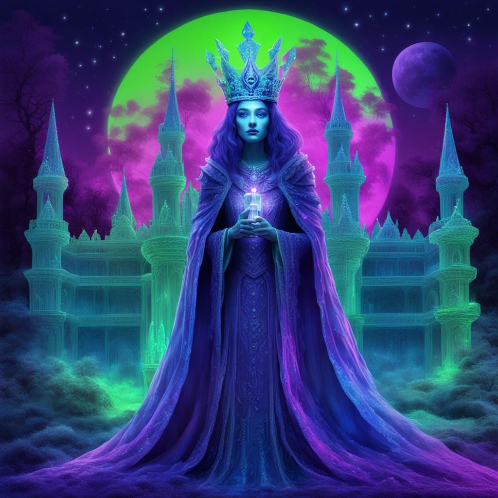 Iridescent Queen in Crystal Castle Moonscape