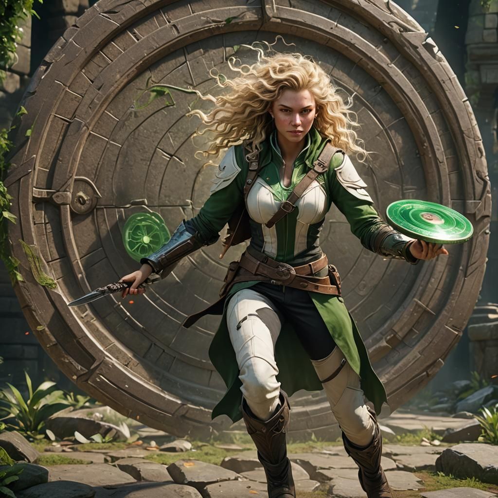 Green Themed Assassin with Throwing Disc