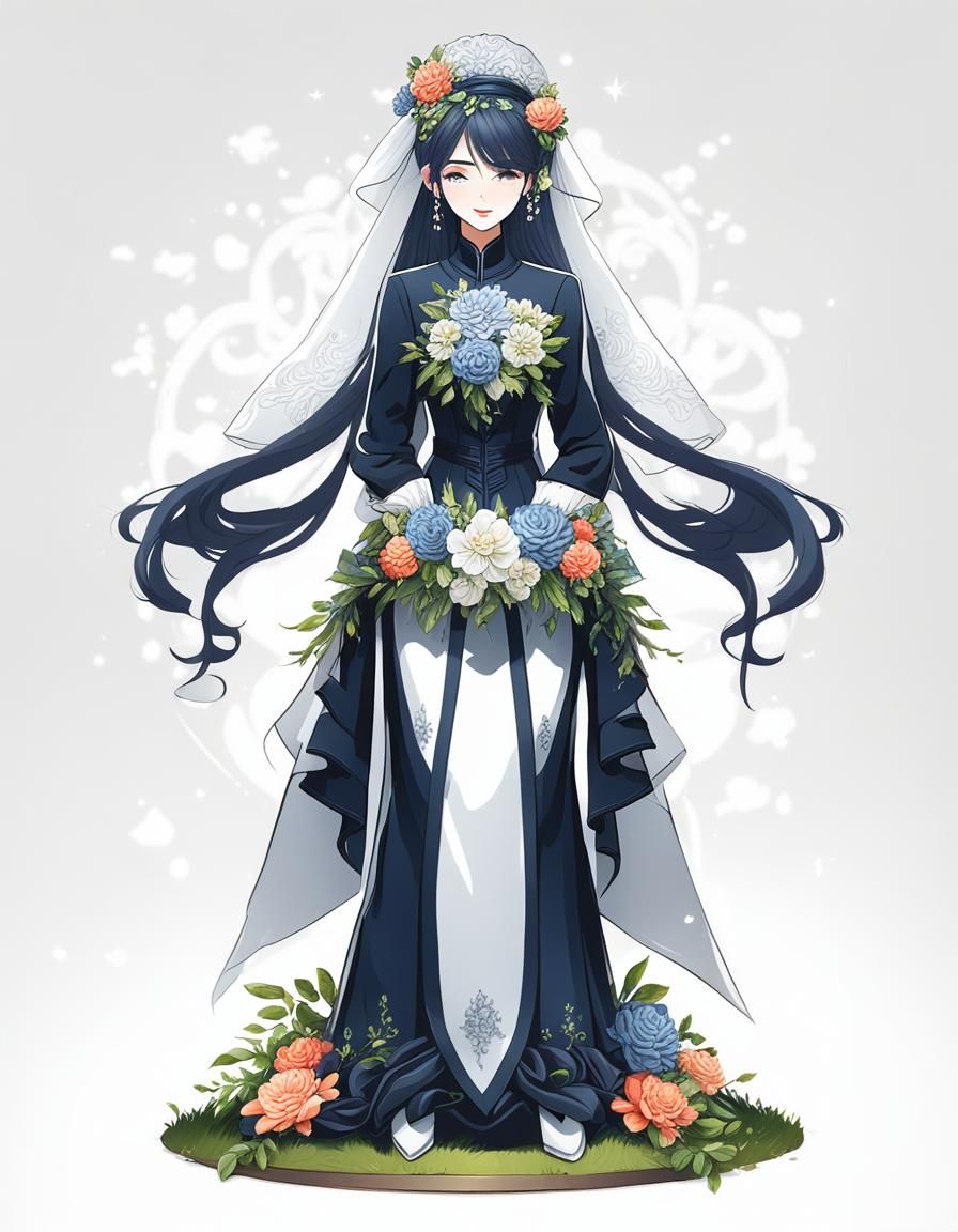 Floral Engraved Bride Character in Sensual Style