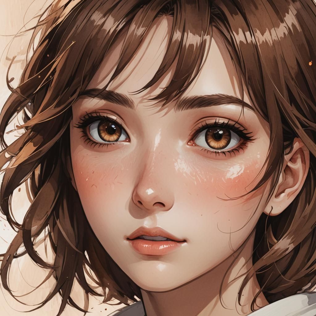 Anime Girl Portrait with Warm Lighting in Studio Trigger Sty...