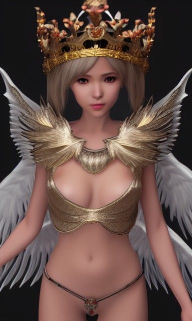 Anime Young Queen with Crown and Wings in 8K