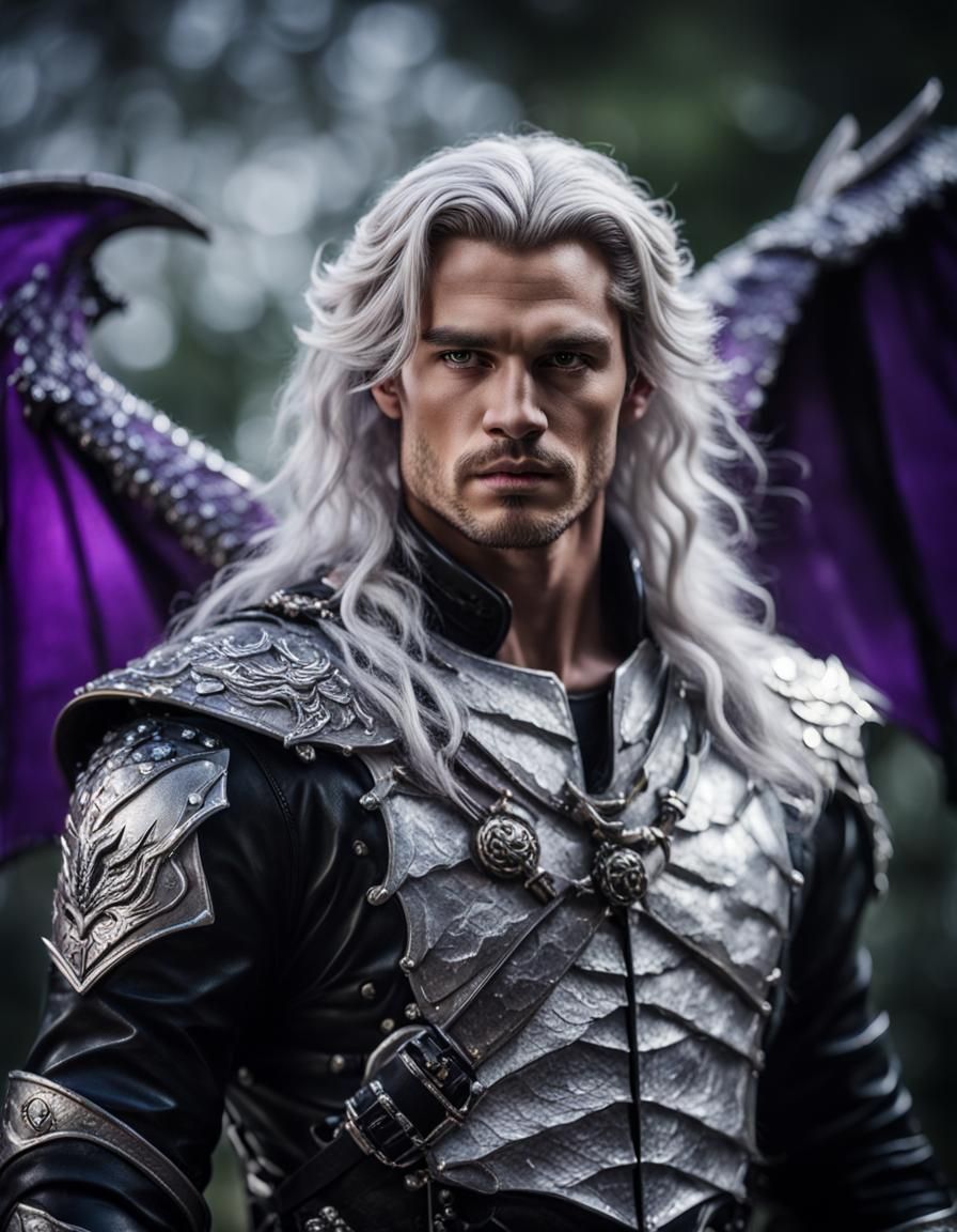 Dragon Rider with Silver Hair in Leather Armor