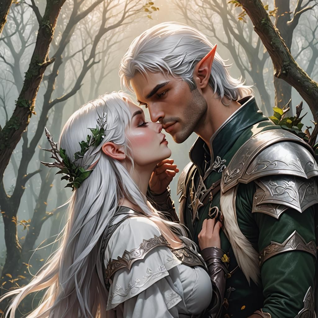 Elf Girl's Affection: Kissing a Hunter