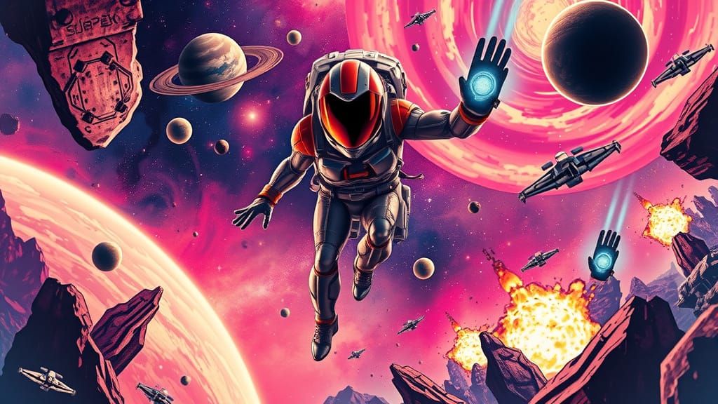 Galactic Voyager in a Neon-Lit Futuristic Odyssey