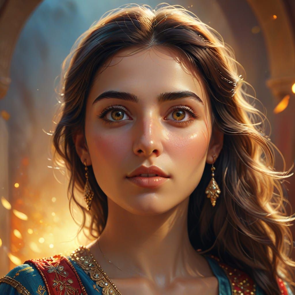 Young Turkish Woman Portrait with Golden Lighting