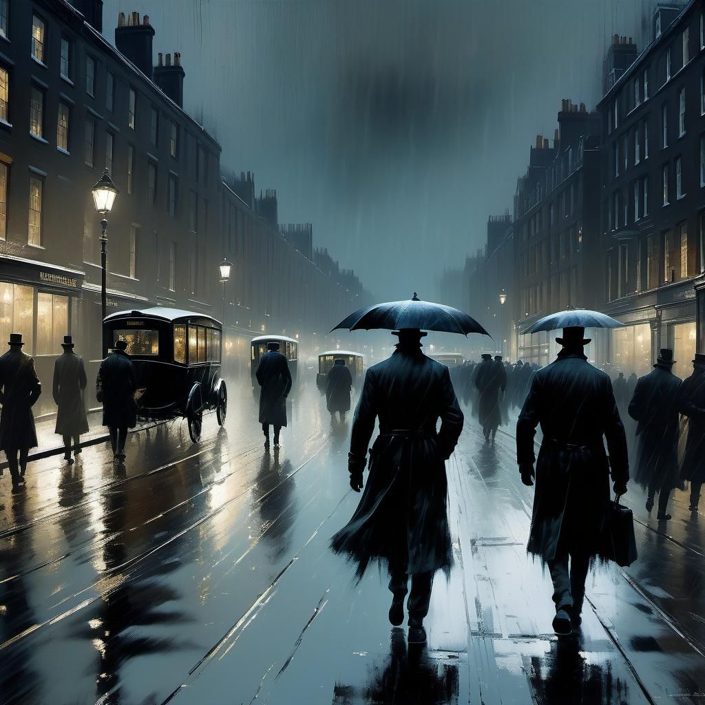 London Winter Storm: Impressionistic Digital Art