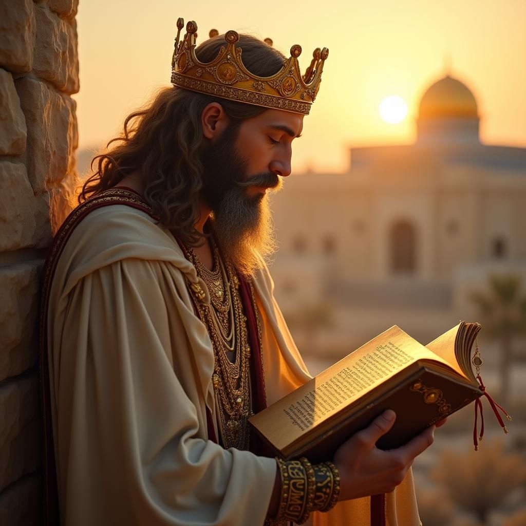 Messiah with Crown Reading Book in Fantasy Style