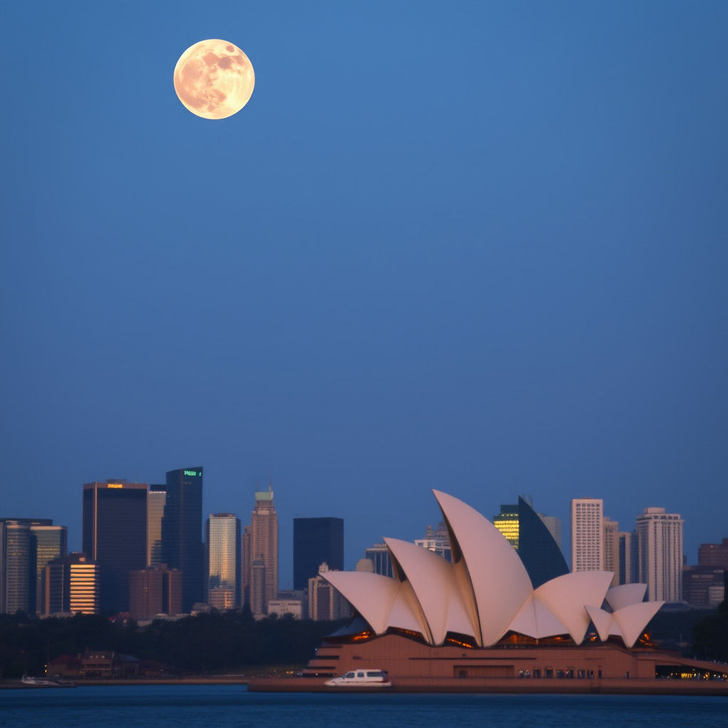 Sydney Skyline with Blood Moon