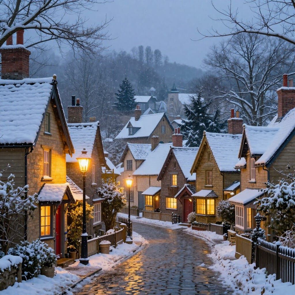 Enchanting Victorian Village in Luminous Style