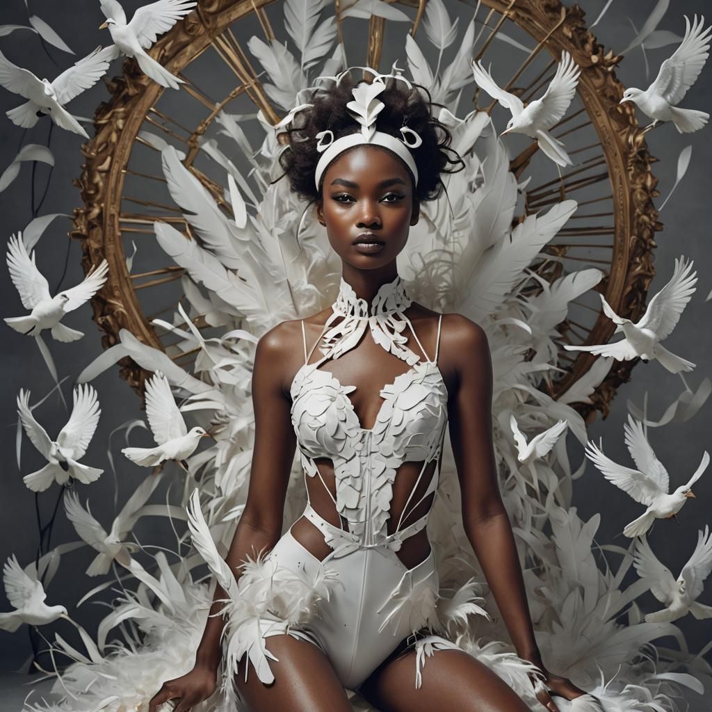 Feathered Vogue Editorial in High Fashion Style