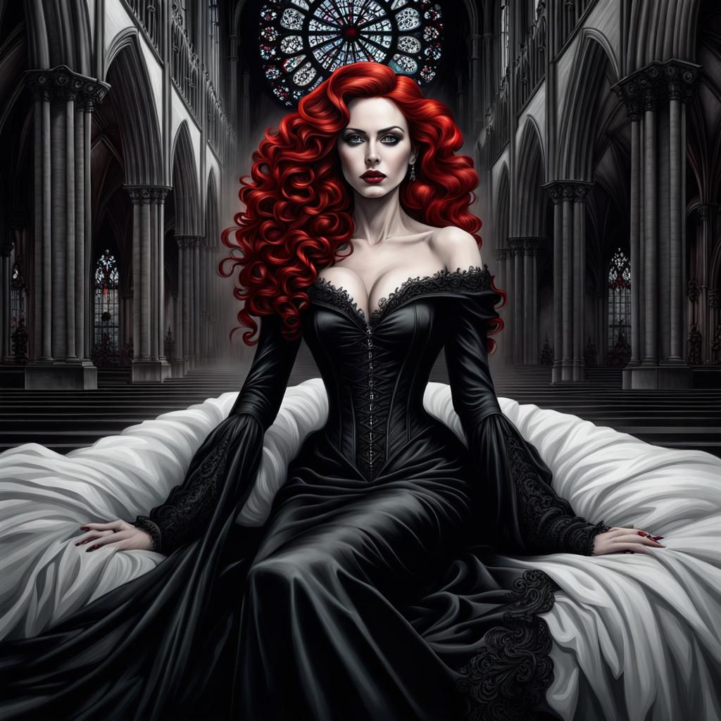 Sensual Gothic Vampire in Cathedral Chamber