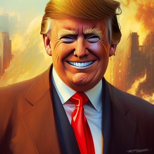 Trump Walks Away From Burning City: Artstation Concept Art