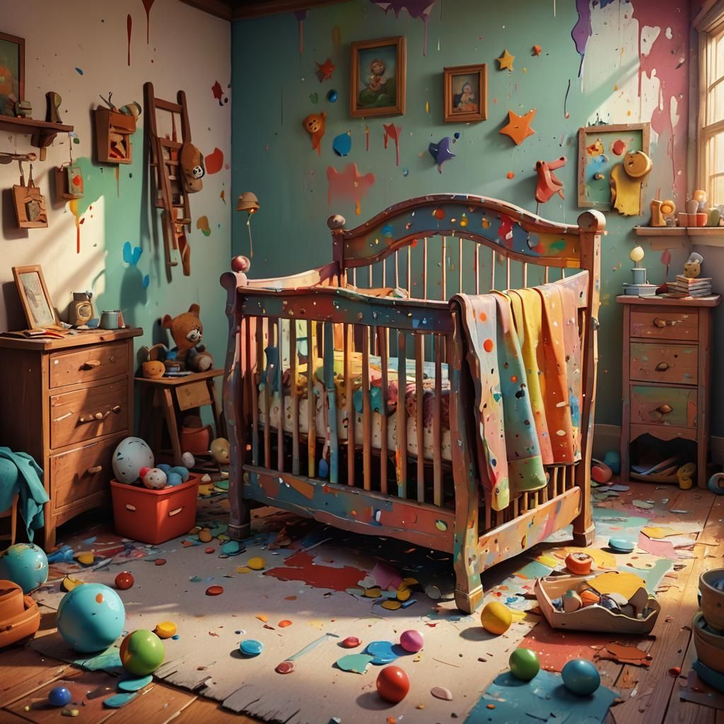 Cozy Crib in Warm Lit 3D Digital Art