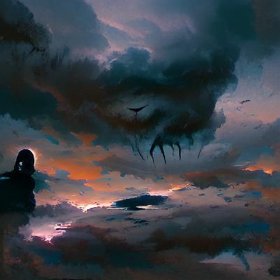 Sinister Sunrise Writing Scene in Dark Fantasy Style