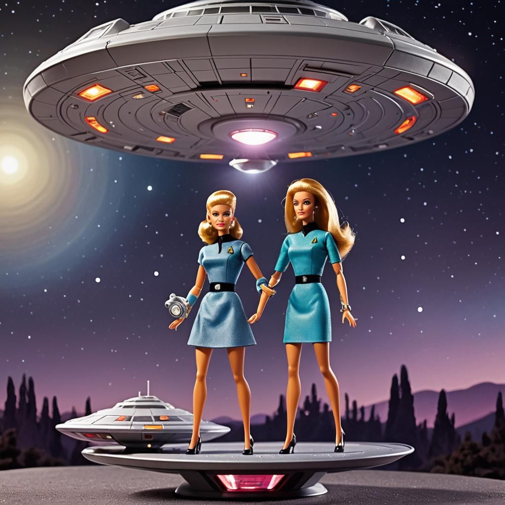 Star Trek Barbie Under a UFO