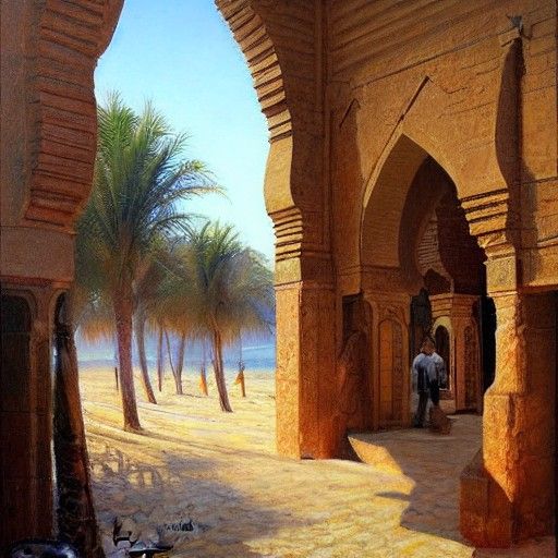 Arabic Script in Oil Painting Style