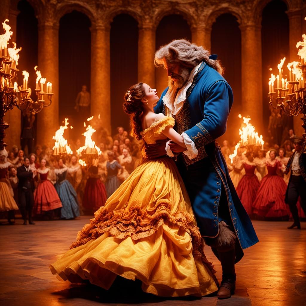 Belle and Beast's Fiery Dance: A Baroque Fantasy