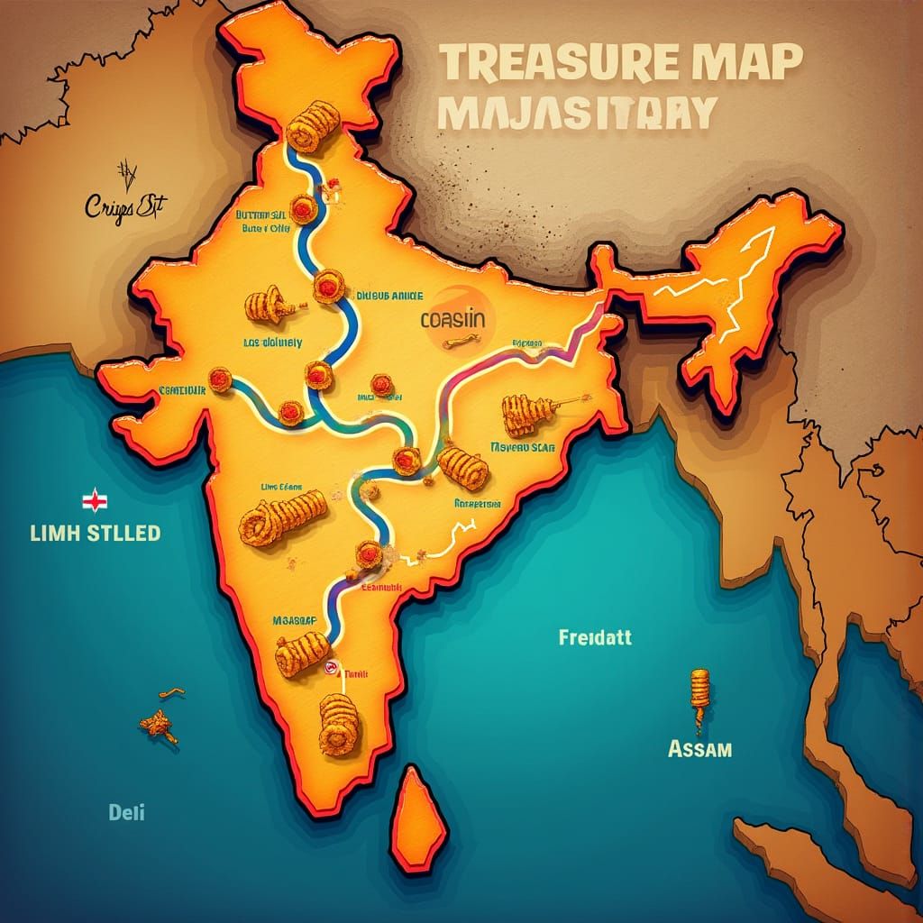 Indian Adventure Map with Potato Spiral Flavors