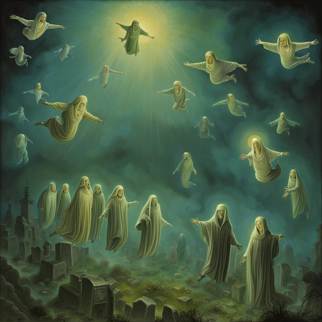 Skydiving Zombie Nuns Land in Graveyard: Photorealistic Horr...