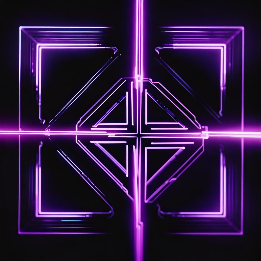 Neon Geometric Cross in Dark: Abstract Album Cover