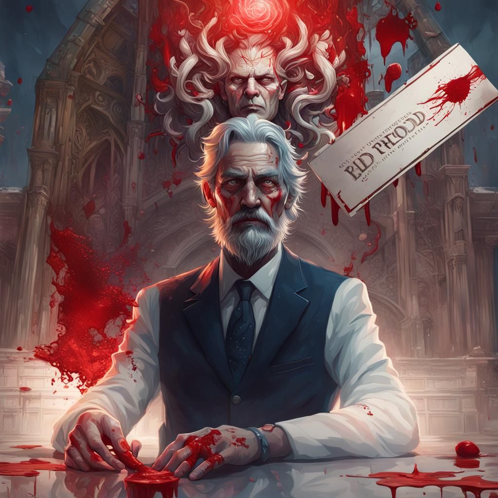 Hyperdetailed Portrait of Dripping Blood, Concept Art