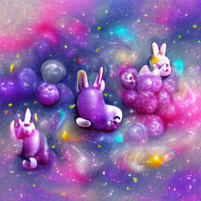 Surreal Bubblegum Rabbits in Purple Void