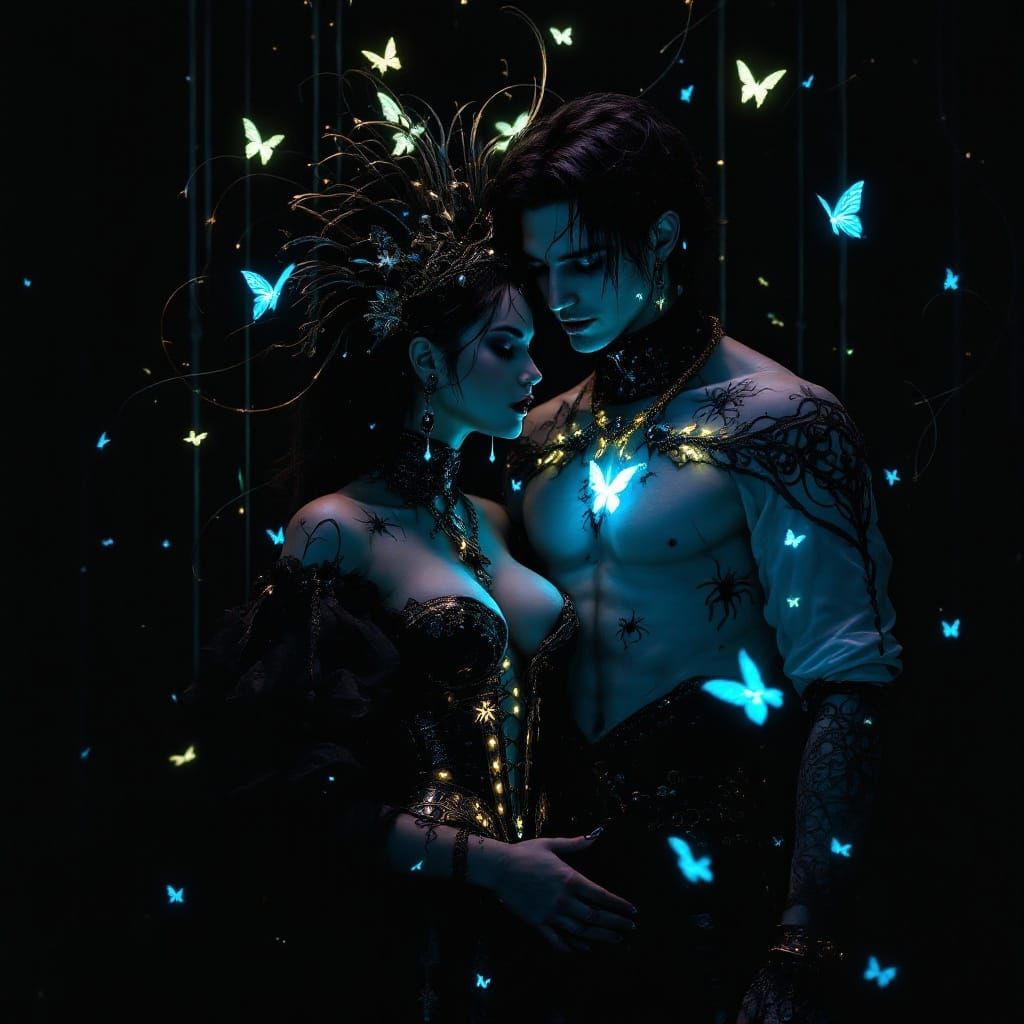 Mysterious Goth Couple in Immersive Dark Fantasy World