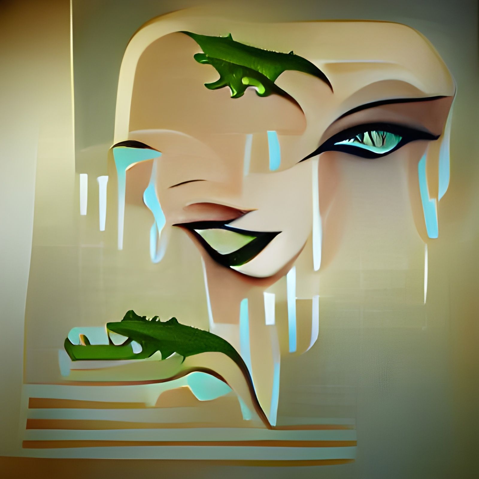 Art Deco Crocodile Tears Illustration