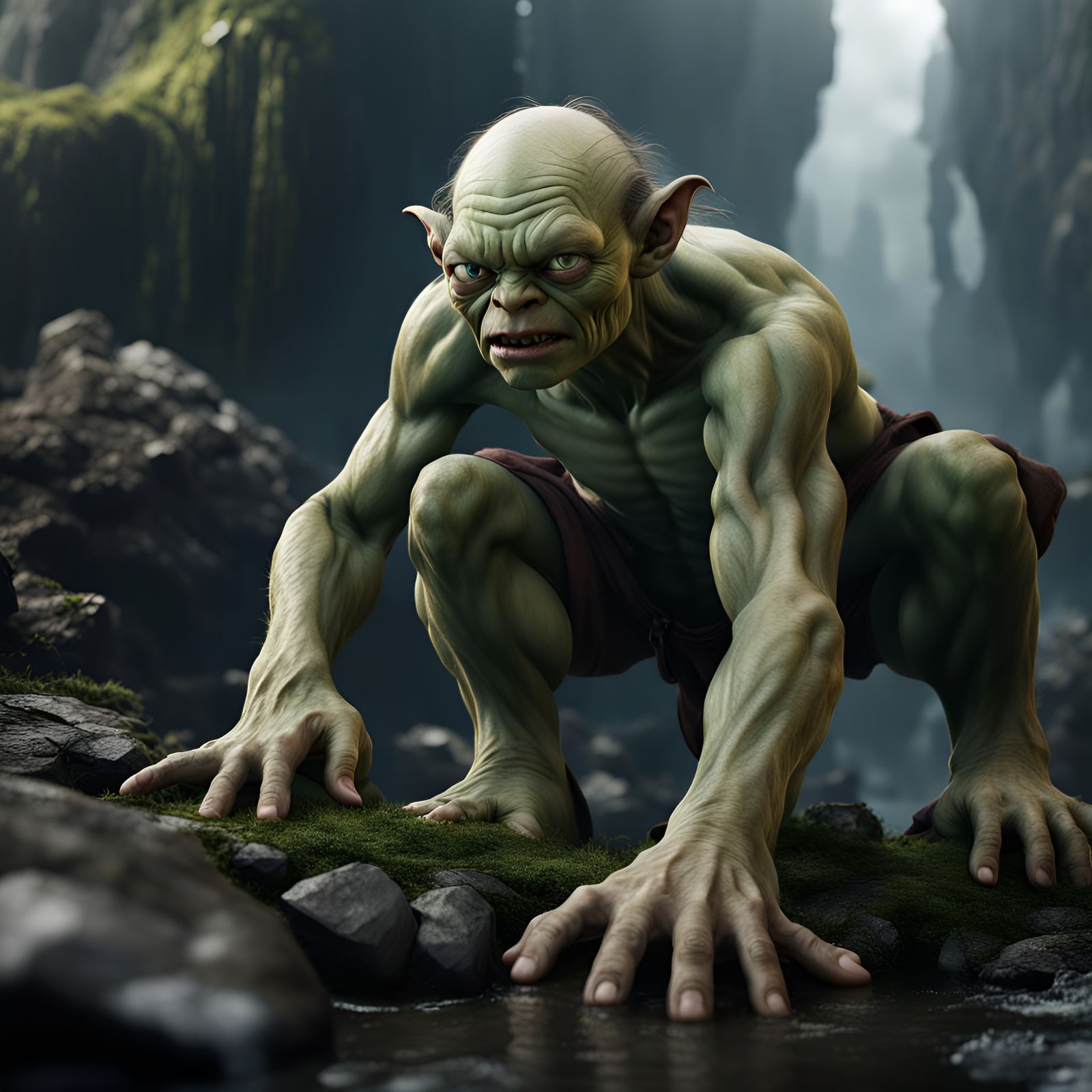Gollum Hulk: Detailed Fantasy Concept Art