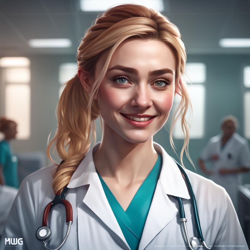 Meg Donnelly as Nurse: Hyperdetailed Portrait