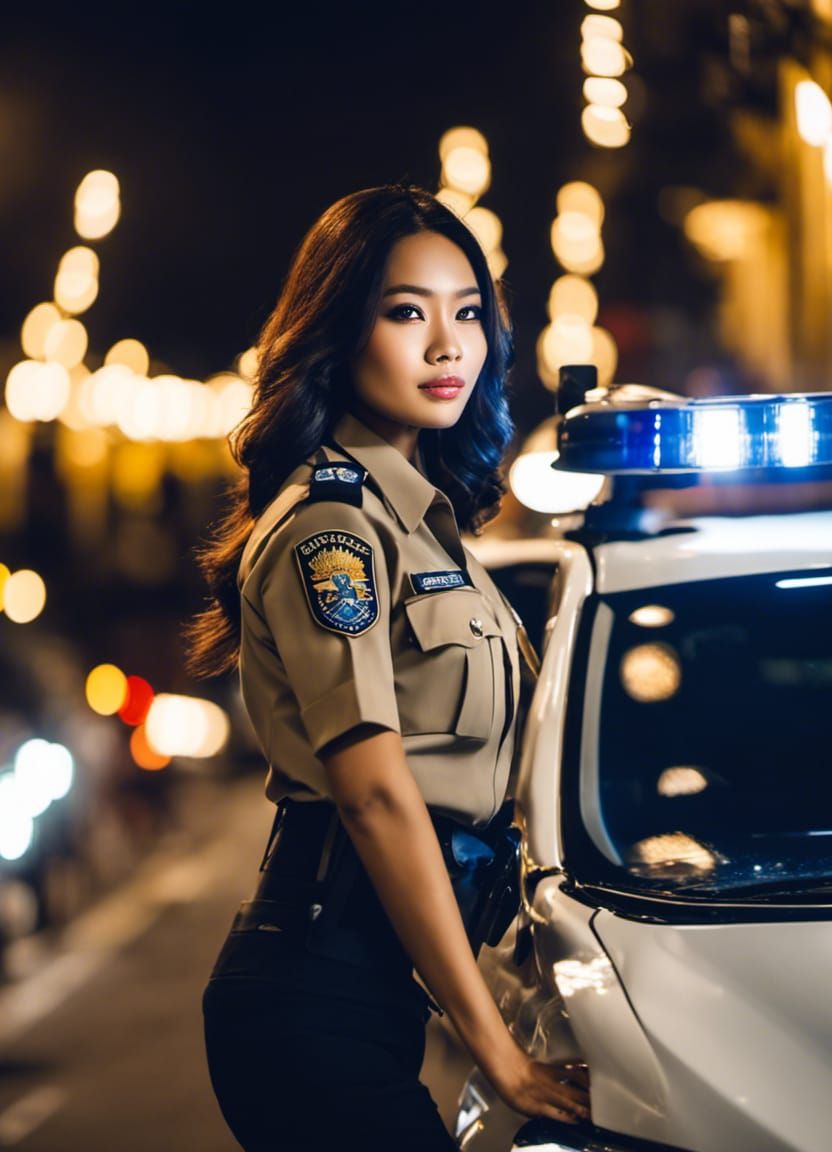 Indonesian Police Woman in Hyper-Realistic Style