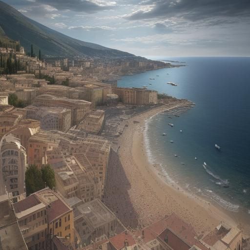 Aerial View of Sanremo, Italy: Digital Matte Painting