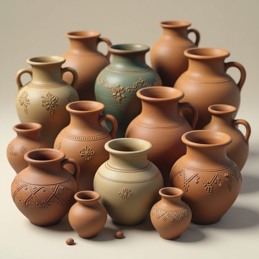 Earthenware Pots Collection in Earthy Tones