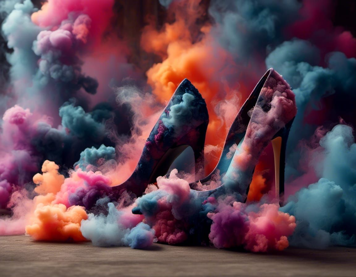 Designer Heels Made of Colored Smoke