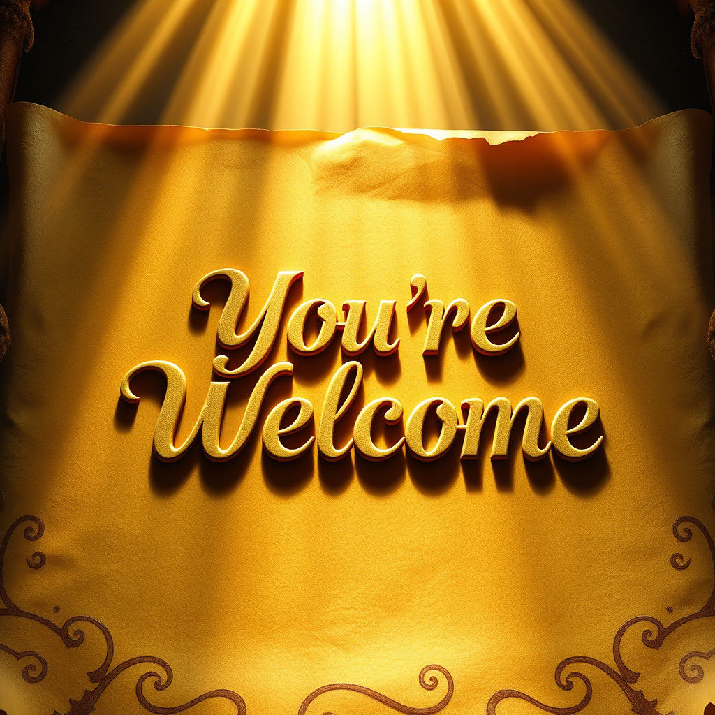 Majestic Scroll Reveals "You're Welcome" in 3D Font