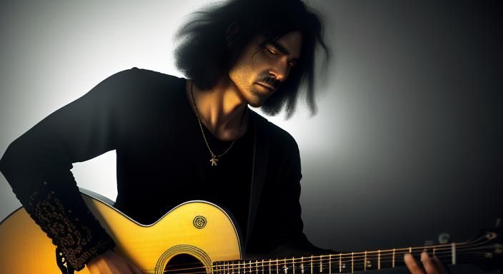 Vintage Guitar in Moody Film Noir Digital Art