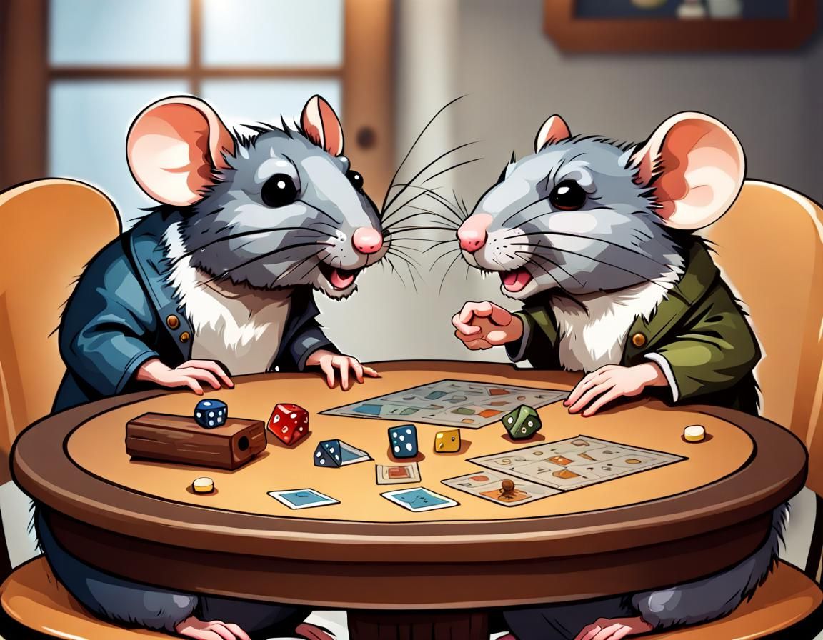 Cartoon Rodents Play TTRPG Boardgame